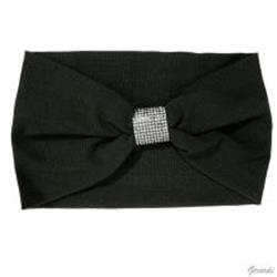 Fascia Larga Maglia a Righine con Strass - Nero